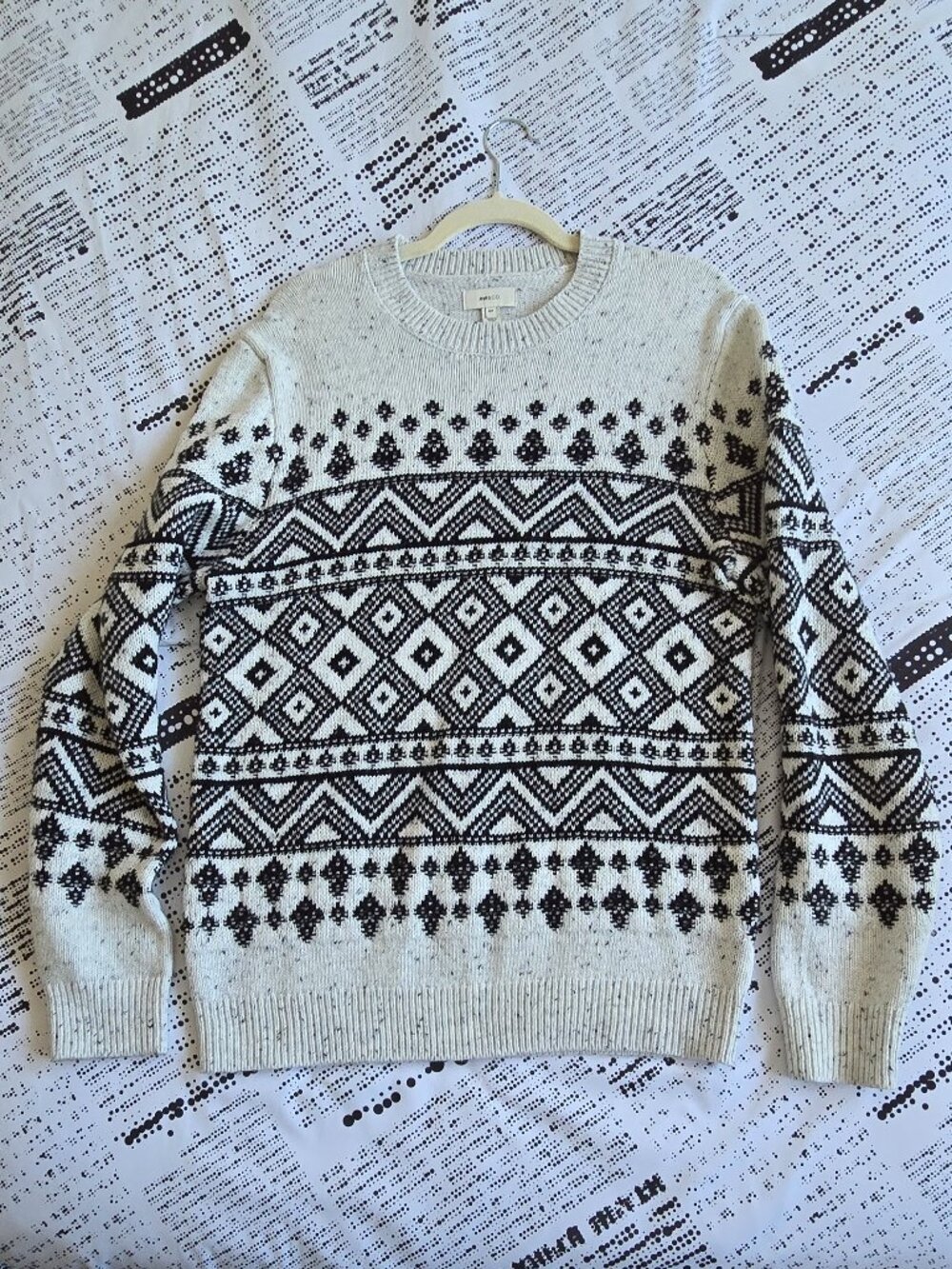 RW&CO Nordic Pattern Sweater – Soft Knit | Light White | Size S